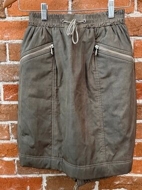 Rare Vintage Ferretti Jeans Philosophy Drawstring Bubble Mini Skirt Khaki Size 6